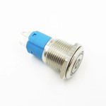 Metallic switch for vehicles, ON and OFF, blue color, model III